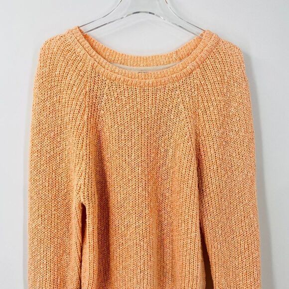 Free People Size Small Orange Electric City Neon Linen Blend Knit Sweater Top - Picture 4 of 10